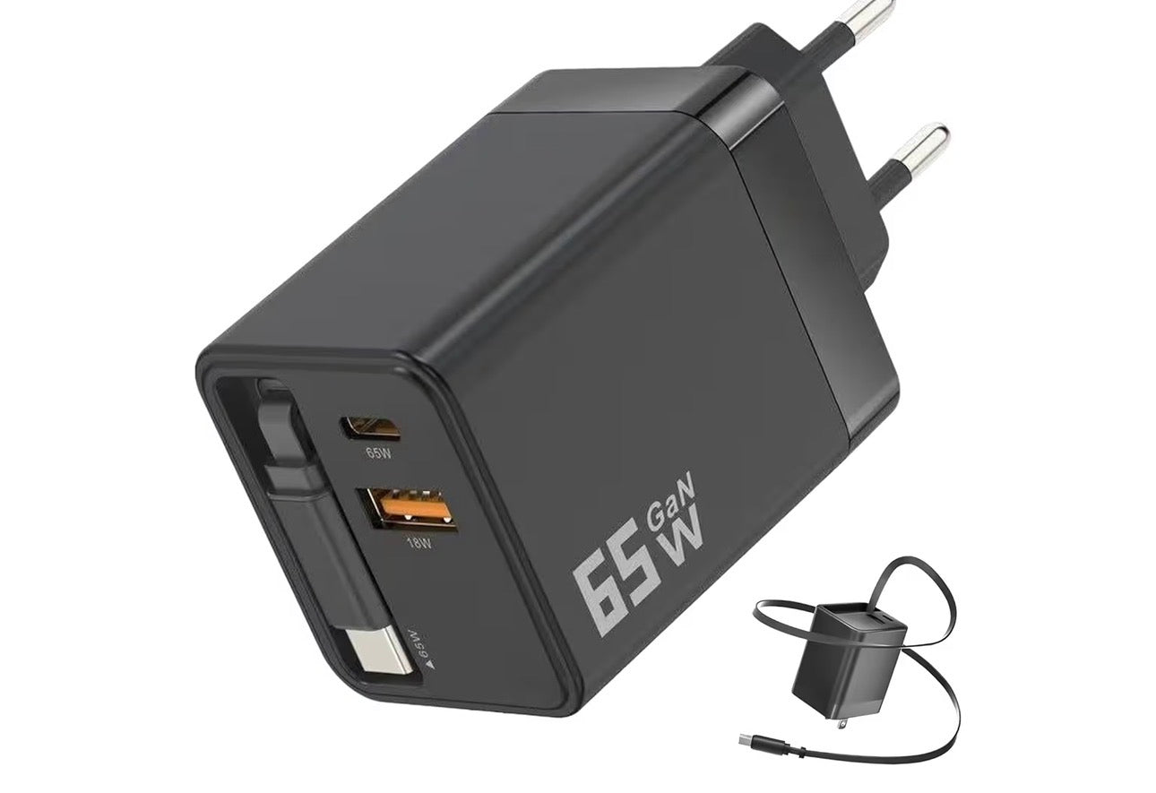 DASIXS - Ultraschnelles Ladegerät mit integriertem, Ausziehkabel